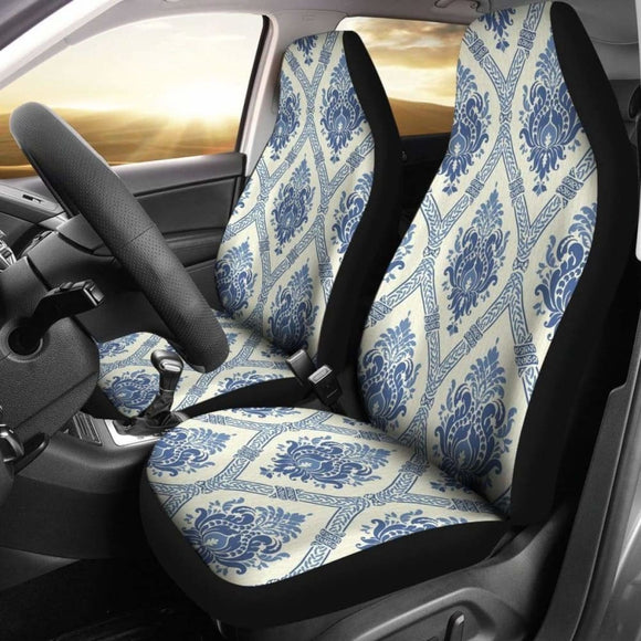Blue Floral Pattern Boho Car Seat Covers 04 153908 - YourCarButBetter