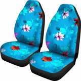 Blue Flowers Car Seat Covers 153908 - YourCarButBetter