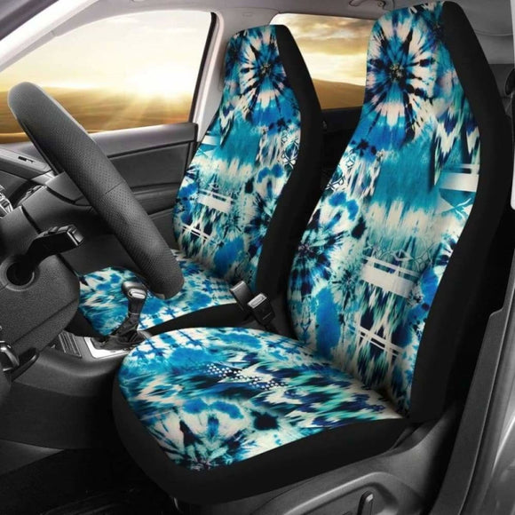Blue Green Tie Dye Pattern Car Seat Covers 105905 - YourCarButBetter