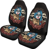 Blue Hair Sugar Skull Seat Covers 101819 - YourCarButBetter