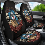 Blue Hair Sugar Skull Seat Covers 101819 - YourCarButBetter