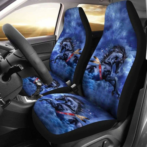 Blue Horse Car Seat Cover 170804 - YourCarButBetter