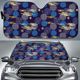 Blue Japanese Pattern Cloud Wave Flower Car Auto Sun Shades 094201 - YourCarButBetter