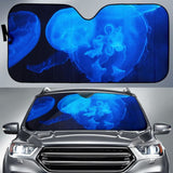 Blue Jellyfish Underwater 4K Car Sun Shade 182102 - YourCarButBetter