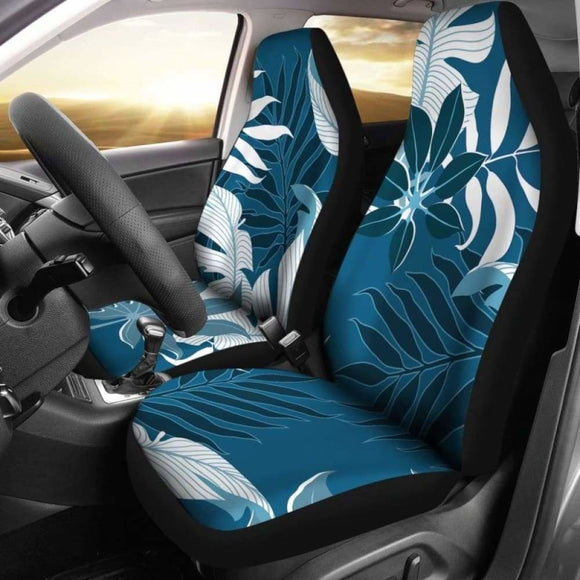 Blue Leaves Car Seat Covers 153908 - YourCarButBetter