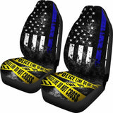 Blue Line Police Car Seat Covers Set Of 2 153908 - YourCarButBetter