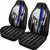 Blue Line Punisher Inspired Car Seat Covers Set Of 2 182417 - YourCarButBetter