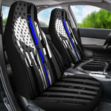 Blue Line Punisher Inspired Car Seat Covers Set Of 2 182417 - YourCarButBetter