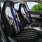 Blue Line Skull Punisher Inspired Car Seat Covers Amazing Gift 101819 - YourCarButBetter