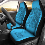 Blue Llama Pattern On Boho Flower Background Car Seat Covers 212403 - YourCarButBetter