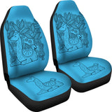 Blue Llama Pattern On Boho Flower Background Car Seat Covers 212403 - YourCarButBetter