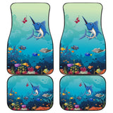 Blue Marlin Under The Sea Cartoon Fishing Car Floor Mats 182417 - YourCarButBetter