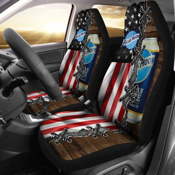 Blue Moon Car Seat Covers Beer American Flag Gift Idea 195016 - YourCarButBetter