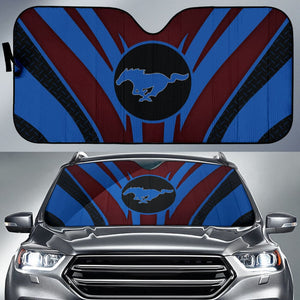 Blue Mustang Car Auto Sun Shades Custom 2 210801 - YourCarButBetter