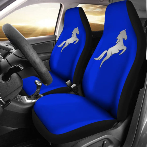 Blue Mustang Horse Silhouette Car Seat Covers Custom 1 210701 - YourCarButBetter