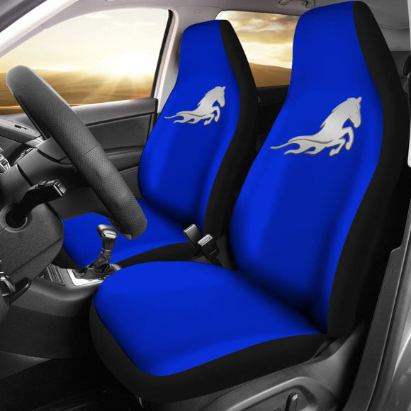 Blue Mustang Horse Silhouette Car Seat Covers Custom 3 210701 - YourCarButBetter