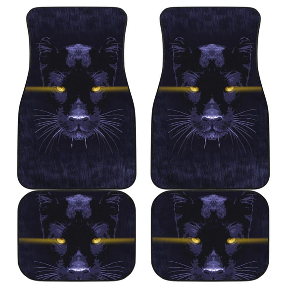 Blue Panther With Yellow Eyes Car Floor Mats 212601 - YourCarButBetter