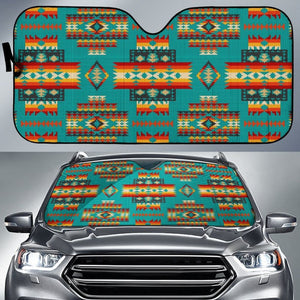 Blue Pattern Native Auto Sun Shades 093223 - YourCarButBetter