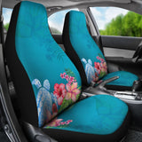 Blue Sea Tribal Turtle Hibiscus Plumeria Flowers Car Seat 101819 - YourCarButBetter