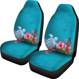 Blue Sea Tribal Turtle Hibiscus Plumeria Flowers Car Seat 101819 - YourCarButBetter