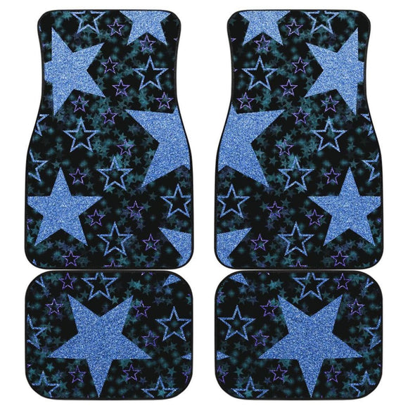Blue Stars On Black Front And Back Car Mats 101819 - YourCarButBetter