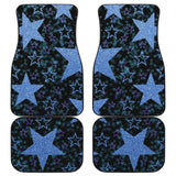 Blue Stars On Black Front And Back Car Mats 101819 - YourCarButBetter