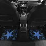 Blue Stars On Black Front And Back Car Mats 101819 - YourCarButBetter