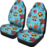 Blue Sugar Skull Car Seat Covers 101819 - YourCarButBetter