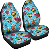 Blue Sugar Skull Car Seat Covers 101819 - YourCarButBetter