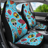 Blue Sugar Skull Car Seat Covers 101819 - YourCarButBetter