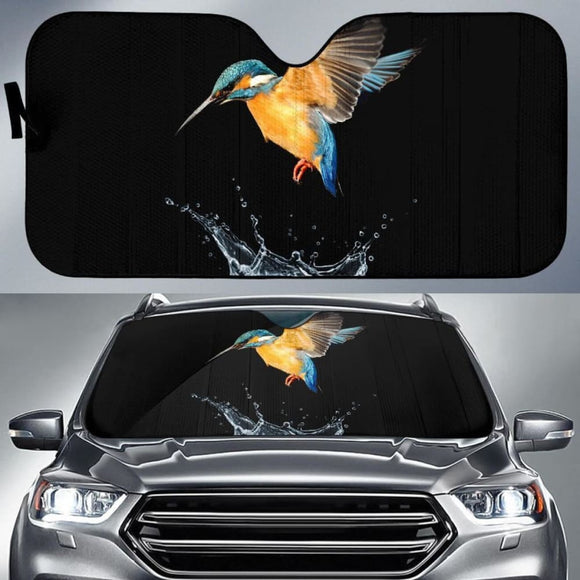 Blue Tailed Hummingbird Water Splash Car Sun Shade 460402 - YourCarButBetter