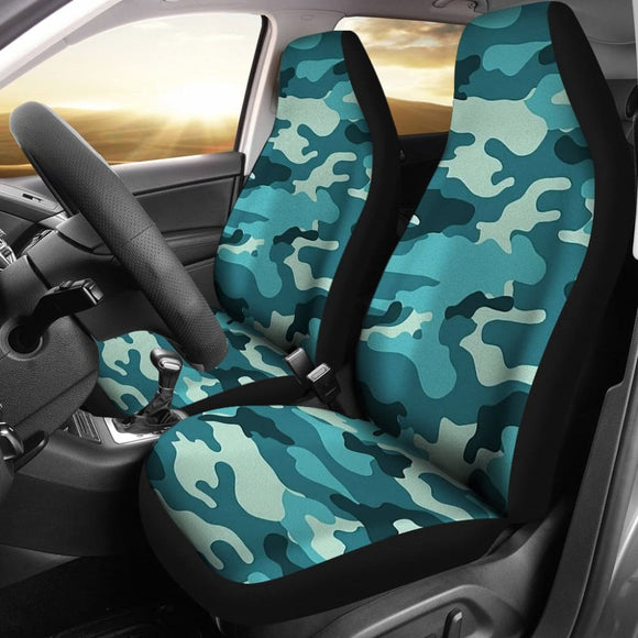 Blue Teal Camouflage Car Seat Covers 210807 - YourCarButBetter