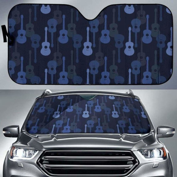 Blue Theme Guitar Pattern Car Auto Sun Shades 102507 - YourCarButBetter