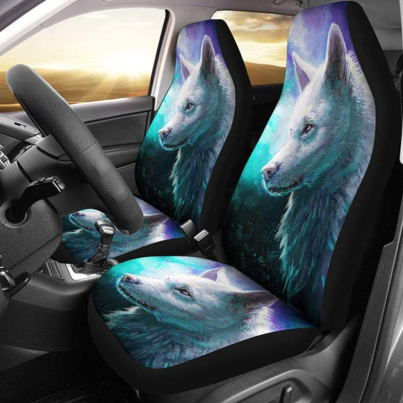 Blue White Wolf Car Seat Covers for Lovers 212602 - YourCarButBetter