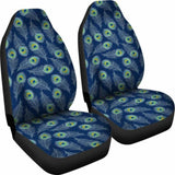 Blue With Green Peacock Feathers Car Seat Covers 181703 - YourCarButBetter