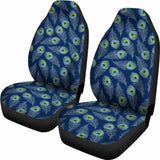 Blue With Green Peacock Feathers Car Seat Covers 181703 - YourCarButBetter