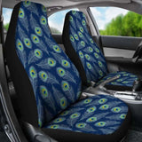 Blue With Green Peacock Feathers Car Seat Covers 181703 - YourCarButBetter