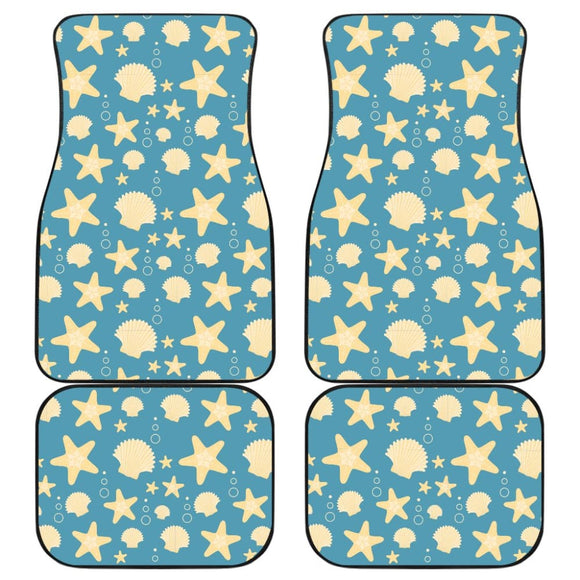 Blue With Sea Shell Pattern Car Floor Mats 212203 - YourCarButBetter