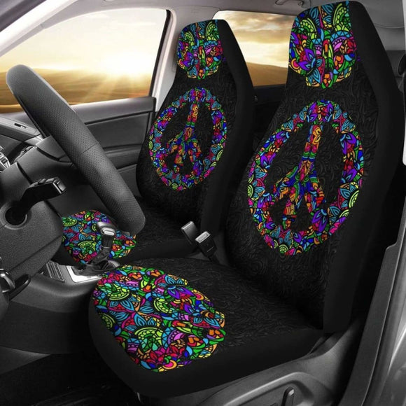 Bohemian Peace & Love Car Seat Covers 221205 - YourCarButBetter