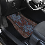 Boho Aztec Elephant Brown Blue Car Mat Set 174510 - YourCarButBetter