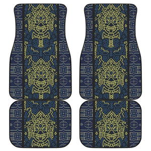 Boho Aztec Elephant Mustard Yellow Blue Car Mat Set 174510 - YourCarButBetter