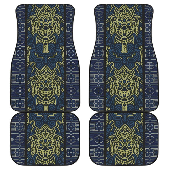 Boho Aztec Elephant Mustard Yellow Blue Car Mat Set 174510 - YourCarButBetter