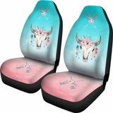 Boho Cow Skull Flowers And Arrows On Ombre Background Car Seat Covers 144730 - YourCarButBetter