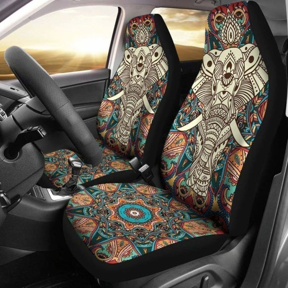 Boho Elephant Car Seat Covers Mandala Yoga Lover Gift 202820 - YourCarButBetter