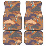 Bonsai Bamboo Stork Japanese Pattern Brown Theme Front And Back Car Mats 094201 - YourCarButBetter