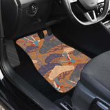 Bonsai Bamboo Stork Japanese Pattern Brown Theme Front And Back Car Mats 094201 - YourCarButBetter