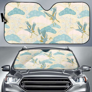 Bonsai Bamboo Stork Japanese Pattern Cream Theme Car Auto Sun Shades 094201 - YourCarButBetter