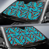 Boomerang Australian Aboriginal Ornament Blue Background Car Auto Sun Shades 094201 - YourCarButBetter