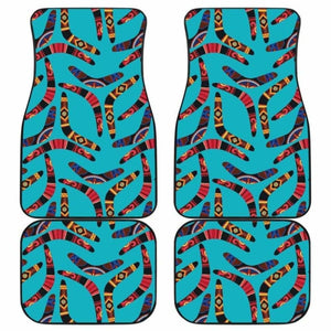 Boomerang Australian Aboriginal Ornament Blue Background Front And Back Car Mats 174914 - YourCarButBetter