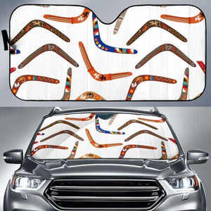 Boomerang Australian Aboriginal Ornament Pattern Car Auto Sun Shades 094201 - YourCarButBetter